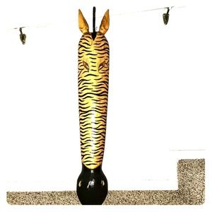 Carved wood zebra wall art